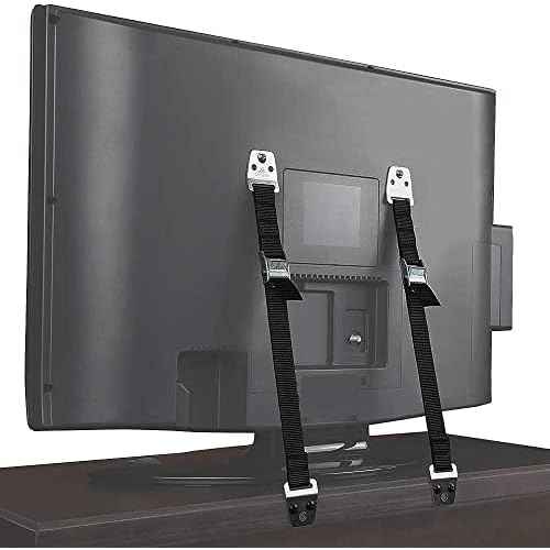 Heavy Duty Metal Anti Tip Straps - Adjustable Safety Furniture Wall Anchors for Baby Proofing Flat Screen TVs, Dressers, Bookcases, Cabinets - No Plastic Parts - Pack of 2
