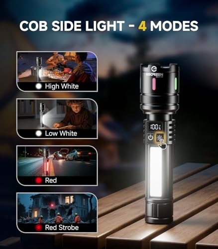 Esgreen 2 Pack Rechargeable LED Flashlights High Lumens 90000, Compact, 6 Inch, Emergency & Camping