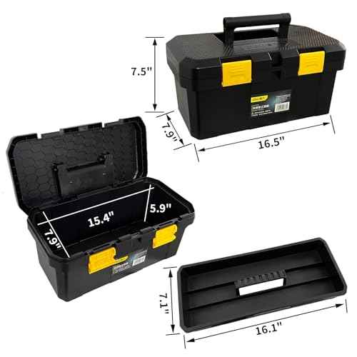 Deli Plastic Toolbox, 18 in Tool Box with Handle, Heavy Duty Toolbox Organizer,Tool Case with Double Locking, Craftsman Tool Box, Tool Organizers and Storage Box