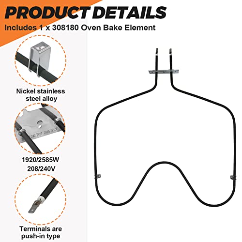 Oven Bake Element 308180 WP308180 Replacement for Whirlpool/Kenmore Ovens 240V 2600W Beaquicy