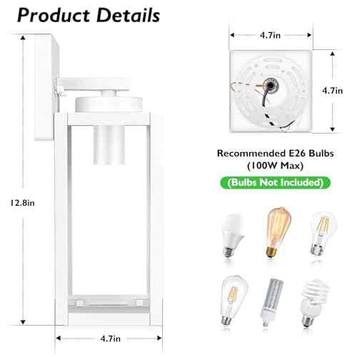 BesLowe Outdoor Wall Light Fixtures, Exterior Waterproof Wall Lanterns, White Porch Sconces Lighting with E26 Sockets & Glass Shades, Modern Wall Lamps for Patio Front Door Entryway