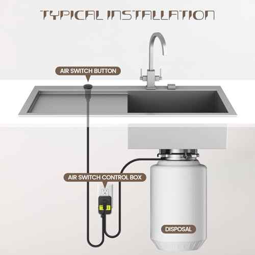 Garbage Disposal Air Switch Kit Sink Top Waste Disposal Long Stainless Steel Black On/Off Air Button Food and Waste Disposals Part by Etoolcity, UL Listed