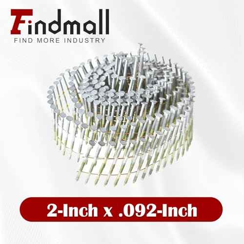 Siding Nails 2-Inch x .092-Inch 15-Degree Collated Wire Coil Full RoundHead Ring Shank Hot-Dipped Galvanized 3600 Count. Adapted to Gun Type CN57/CN65/CN70.