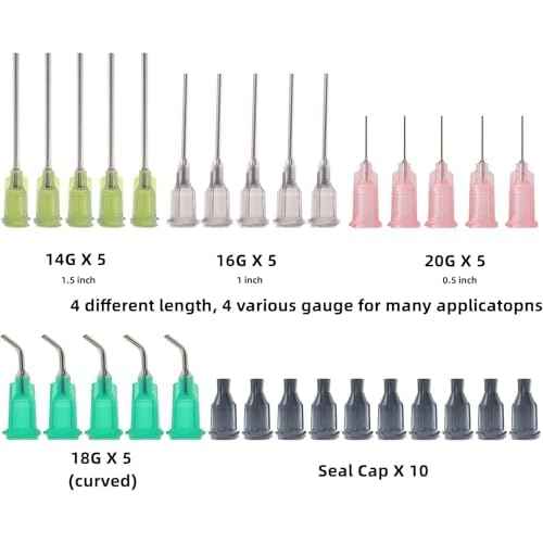 15 Pack 1ml, 3ml, 5ml Measuring Dispenser with14ga, 16ga, 18ga, 20ga Dispensing Accessories and Caps. Measuring and Refilling, Glue Applicator or Oil.