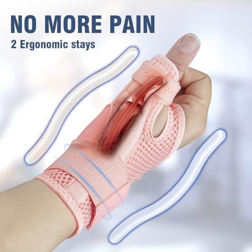 Thumb Brace, Thumb Spica Splint for Right Hand or Left Hand for Arthritis Pain & Support, Trigger Thumb Splint and Stabilizer for Carpal Tunnel Pain Relief, Tendonitis, Sprain, Pink