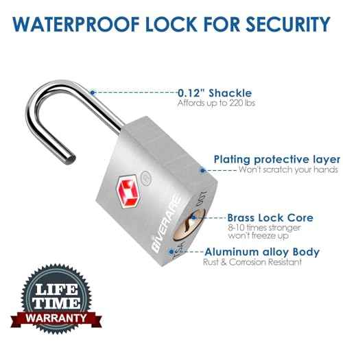 4 Pack TSA Approved Travel Luggage Locks with Keys, Aluminum Alloy Keyed Padlock, Small Metal Suitcase Lock, Weatherproof Padlocks for Backpack, Gym Locker, Bag, Case, Jewelry Box, Anti Theft-Silver