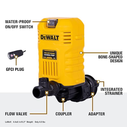 DEWALT Wet Dry Vacuum Pump Accessory 11 Gal/Min Flow 60 ft Lift for Water Drainage
