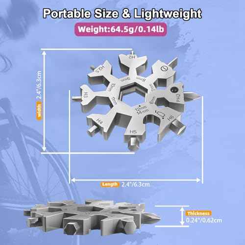 Vickay 18 in 1 Snowflake Multi Tool, Phillips Flat Screwdriver Kit/Wrench/Bottle Opener, EDC Camping Gear, Gifts for Men (Silver)