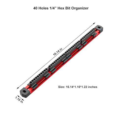 1/4 Hex Bit Organizer,40 Holes Slidable Screwdriver Bit Rail Holder with Aluminum Alloy Magnetic Base for Drill Bits Storage