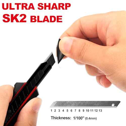 HAUTMEC 9mm Precision Utility Knife, Soft Grip Snap-off Box Cutter, Retractable 9mm Multi-Purpose Cutter for Detailed Cutting in Work, Home Use and Arts Crafts HT0255-KN