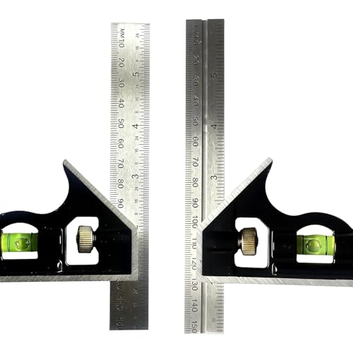 ALLWIN 6-Inch Combination Square with Stainless Ruler, Zinc Alloy Body, Bubble Level – Woodworking & DIY Precision