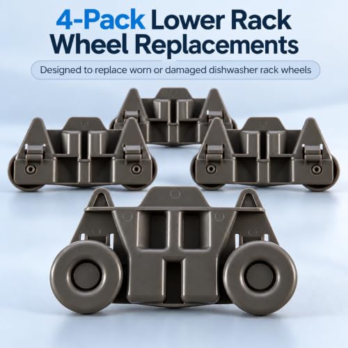 Kitchenaid/Whirlpool Dishwasher Lower Rack Wheels Replacement Pack of 4