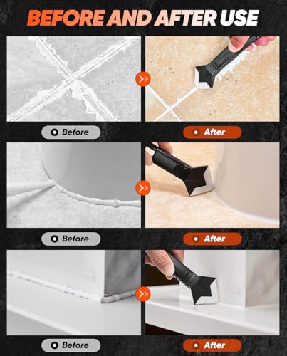 Saker 3-in-1 Silicone Caulking Tool Classic Black – Grout Removal & Smoothing