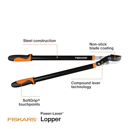 Fiskars 28-Inch Power-Lever Garden Bypass Lopper - Cuts Up to 1.75" Branches, Model 28"