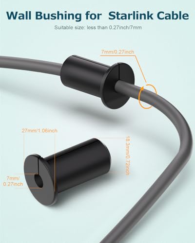Gunovy 6 Pack Black Wall Grommets for Starlink Ethernet Cables - Waterproof 19mm Hole