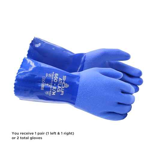 SHOWA Atlas 660 Triple-Dipped PVC Coated Chemical Resistant Safety Glove with Cotton Liner, 12" Length, X-Large (1 Pair)
