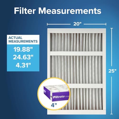 Filtrete 20x25x4 MERV 12 Air Filter, 2-Pack, Fits Honeywell & AprilAire, 19.88 x 24.63 x 4.31 in