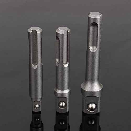 3 Pcs 1/4" 3/8" 1/2" Socket Driver Adapter Drill Bit Adapter Extra Long Adapter Impact Drill Bits for SDS Plus Hammer Drill