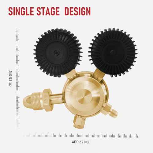 RX WELD Nitrogen Regulator with 0-600 PSI, CGA580 Inlet, 1/4-Inch Male Flare Outlet Connection, Nitrogen Tank Regulator with 5Ft Refrigeration Hose
