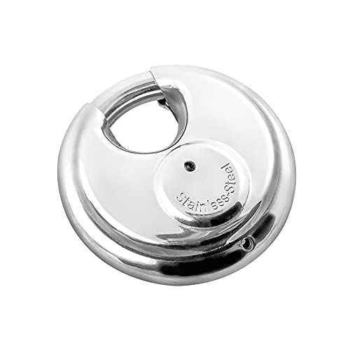 QWORK Disc Locks, 2 Pack Heavy Duty Steel Keyed Different Padlock Disc Storage Locks for Storage Unit, 3/8" Shackle