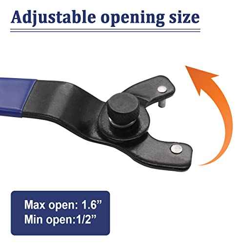 Universal Grinder Spanner Wrench with 4 Pcs 5/8-11 Shaft Nut, Fit 4.5"-7" Grinders - O-K-023-LM