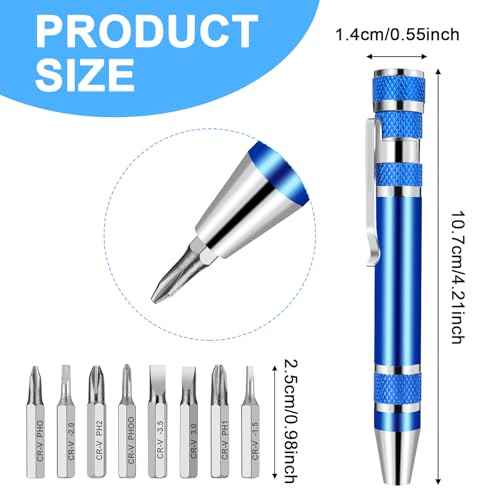4 Pieces Pen Screwdriver, 8 In 1 Multitool Pen Set Pocket Screwdriver Mini Tools Magnetic Multi Screwdriver Pen Precision Function Crossing Flathead Screwdriver Mini Gift for Adults