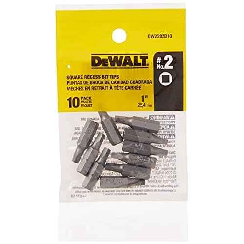 DEWALT DW2202B10 #2 Square Recess 1-Inch Bit Tip (10-Pack), Silver
