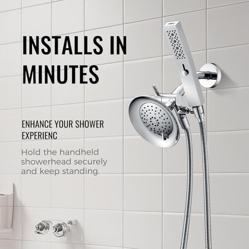 G-Promise All Metal Chrome Shower Diverter Valve with Holder – High-Flow, 360° Adjustable, Durable Brass Construction