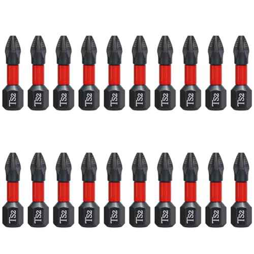 20PCS 25mm Phillips Screwdriver Bits PH2 Magnetic Screwdriver Bit Anti-Slip Phillips #2 Impact Driver Bits 1/4 Inch Hex Shank TS2 Screw Driver Bits