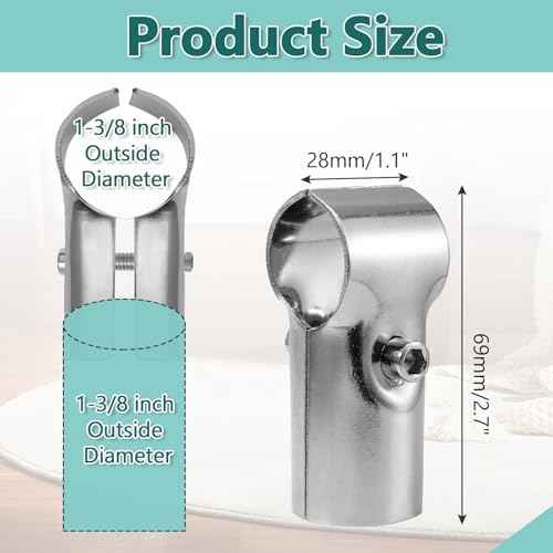 4 Pack End Rail T Clamps 1 Inch - Stainless Steel Chain Link Fence Pipe Clamp - Fence Pipe T Clamps for 1" OD Pipe - Bolts and Nuts Included