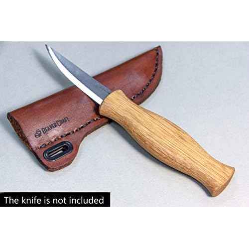 BeaverCraft Knife Leather Sheath SH1 6" x 2.4" - Genuine Leather Case for Fixed Blade Knives - Brown Knife Sheath - Knives Holster Fits up to 3.5"