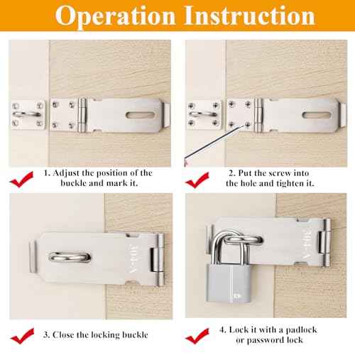 5 Inch Door Locks Hasp Latch 2 Pack,304 Stainless Steel Safety Padlock Clasp Hasp Lock Latch with Combo Lock & Padlock,Heavy Duty Gate Latch Lock with Screws
