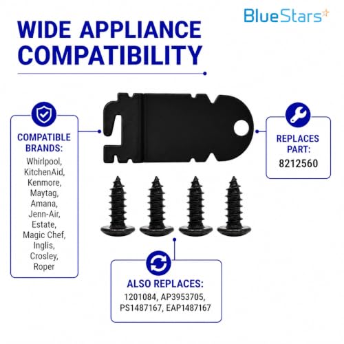 BlueStars 8212560 PO2 Dishwasher Side Mounting Bracket Kit – 2 Brackets with 4 Screws