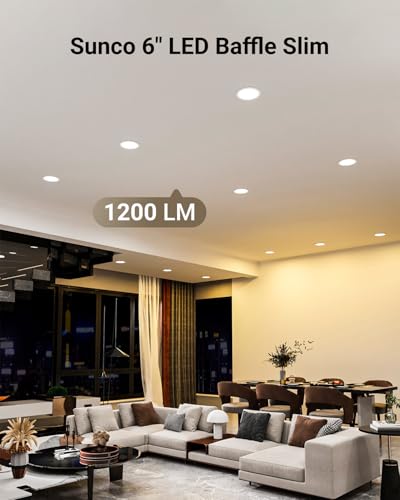 Sunco 6 Inch Canless LED Recessed Lights 24 Pack Dimmable 5CCT, 14W, Slim Downlight