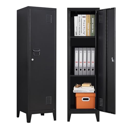 Metal Lockers with Doors & Shelves - Secure Lockable Storage Cabinets for Office, Gym, Garage