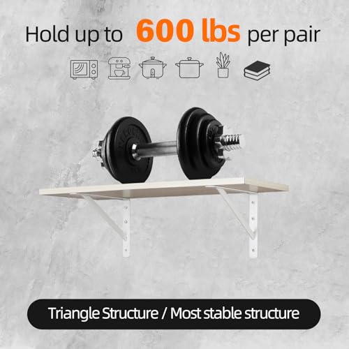 12 x 8 Inch Heavy Duty White Metal Shelf Brackets - 10 Pack by HOME MASTER HARDWARE