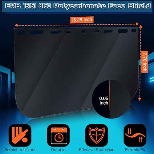 Saillong 1 Pcs Face Shield Replacement Lens Compatible with ERB 15151 8150 Tinted Full Face Shields, Grinding Cosplay (Black)