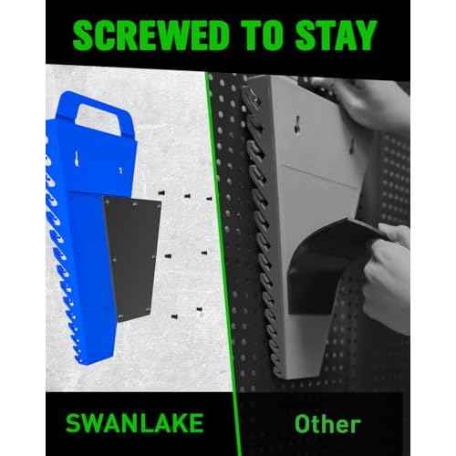 SWANLAKE Magnetic Wrench Organizer Toolbox Holder, 4-Pack SAE (1/4'' to 1-1/16''), Metric (6mm to 27mm) Wrench Organizers, Total Hold 60 Slots Ratchet Holders for Tool Box