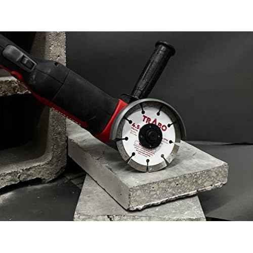 Trabo 4.5 Inch Masonry Segmented Rim Diamond Bond Blade for Cutting Cement, Pavers, Concrete with Rebar, Natural Stone and More, with 7/8 Inch Arbor with 5/8 Inch Reducer Ring
