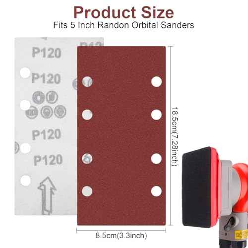 Sand Paper Sheets 40 PCS, 8 Holes Hook & Loop Sandpaper Sanding Sheet Assorted for 1/3 Sheet Sander, 60/80/120/180/320/600/800/1000 Grits Sandpaper for Wood Metal Crafts Plaster and Other Surfaces