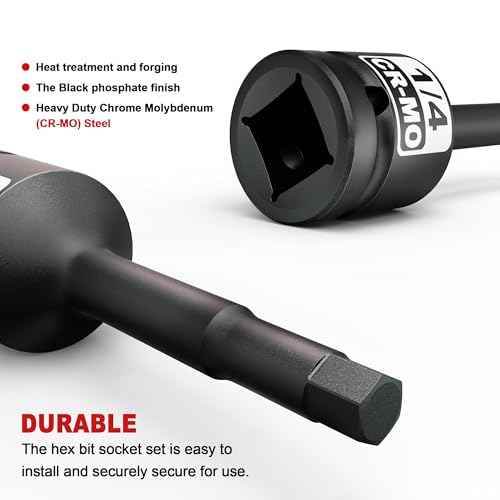 1/2" Drive H1/4-Inch Impact Hex Bit Socket, SAE Allen Bit Socket, Cr-Mo Steel, Removing Loosening Hexagon Bolts