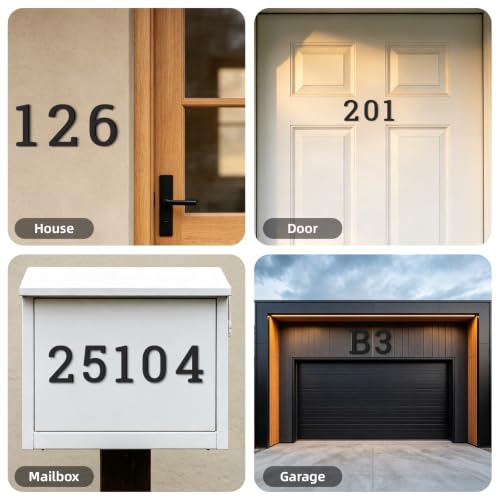Black 4-Inch Acrylic House Numbers Self-Adhesive for Exterior Mailboxes