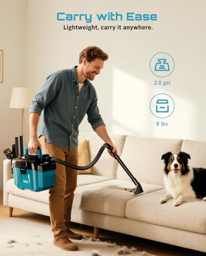 Seesii Cordless Wet Dry Shop Vacuum Cleaner Blue - 2x4.0Ah Batteries