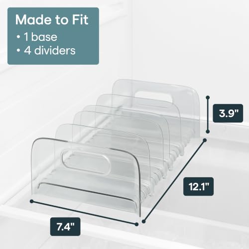 YouCopia FreezeUp Freezer Rack 12" with Adjustable Dividers & Handles – BPA-Free, Clear