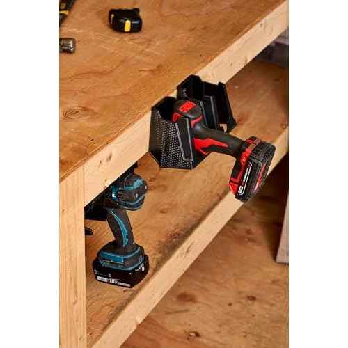 Drill Holder, Power Tool Organizer, Utility Storage Rack | Universal Wall Mount Cordless tools holder fits most drills like Milwaukee and Dewalt (2-PACK) (Black)