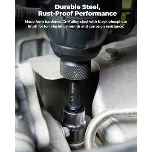 toolant Impact Socket Adapter Set, 3 pcs, 1/4", 3/8", 1/2" Drive, Hex Shank Drill Bit Adapter with Holder, Compatible with Power Drill & Impact Driver