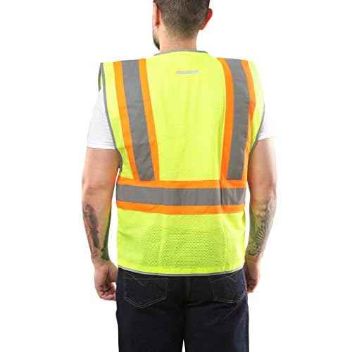 Kolossus - Safety Vest - High Visibility - Reflective Tape - Multi Frontal Pockets - Yellow Construction Work Vests