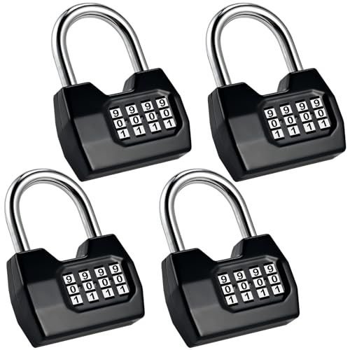 4 Pack Combination Lock, 4-Digit Fashion Combo Lock, Combination Padlock Waterproof Outdoor Gate Locks for Fence, Locker, Sheds, Gym, Shed, Storage Unit, Gate Hasps, School