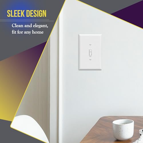 ENERLITES Oversized White Toggle Light Switch Wall Plate - 1 Pack