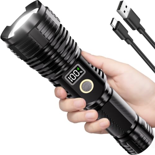CHILDBOT Black Rechargeable 100000LM LED Flashlight Super Bright Tactical Light